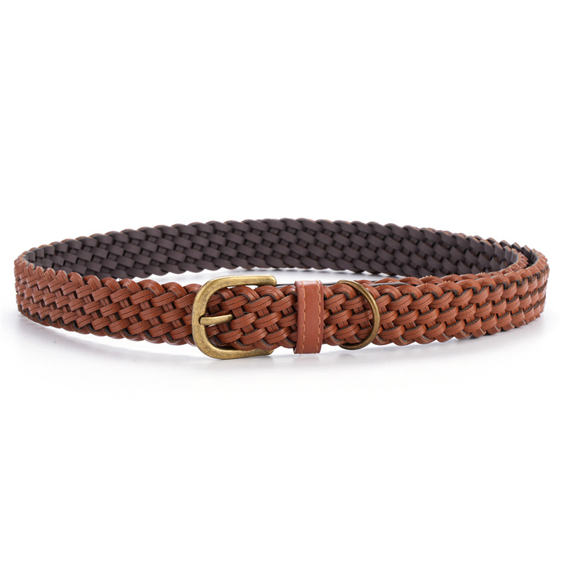 leather knitted belt