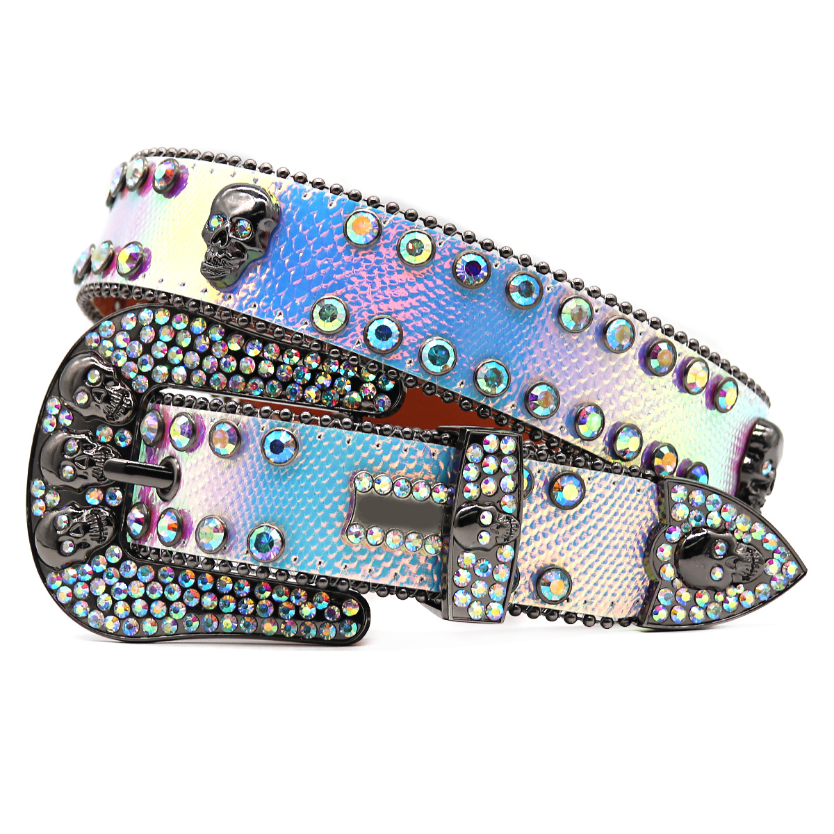 skull leather belt